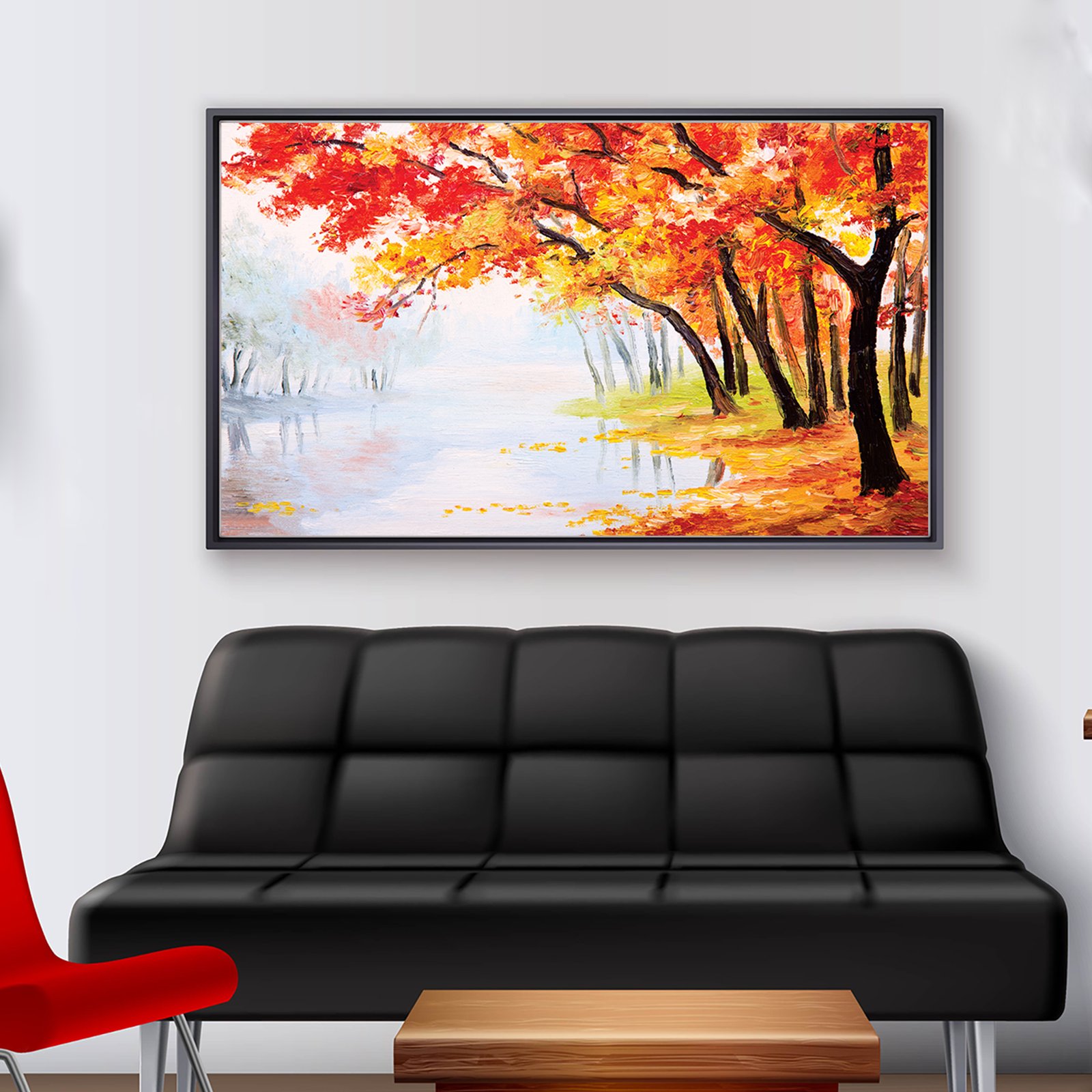 Classic Red Colorful Tree Forest Premium Canvas Wall Painting decorative masterpiece for home decor